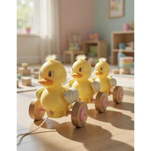 Duck Family Pull Toy Amy Coe Limited Edition Paddling Ducks Musical Moves Sound